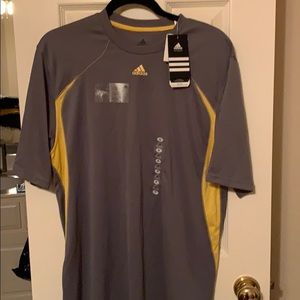 NWT men’s grey/yellow Adidas shirt size medium